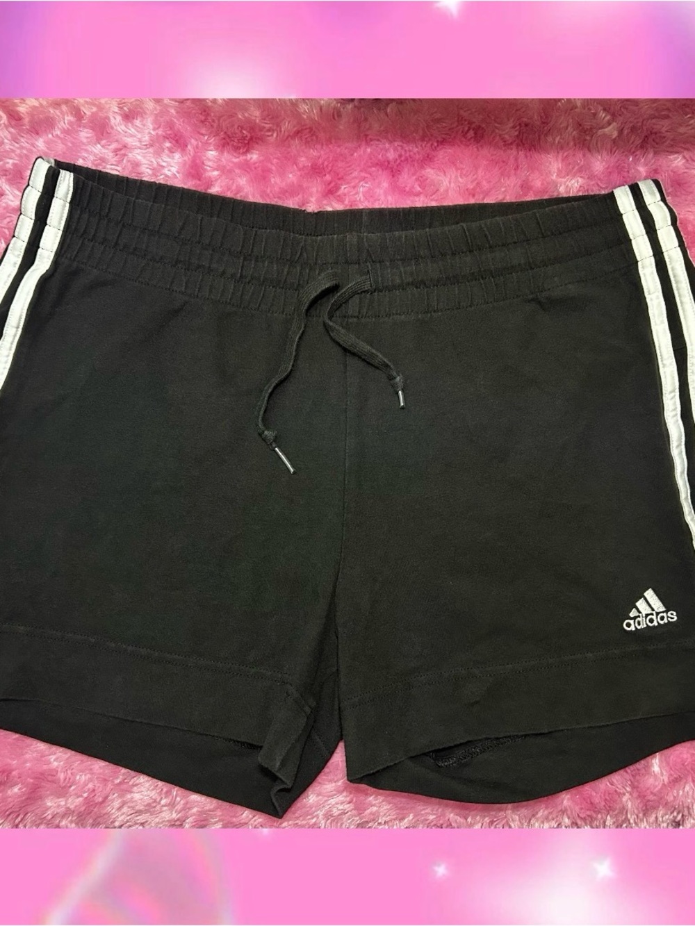 adidas Black Women's Athletic Shorts with White Side Stripes